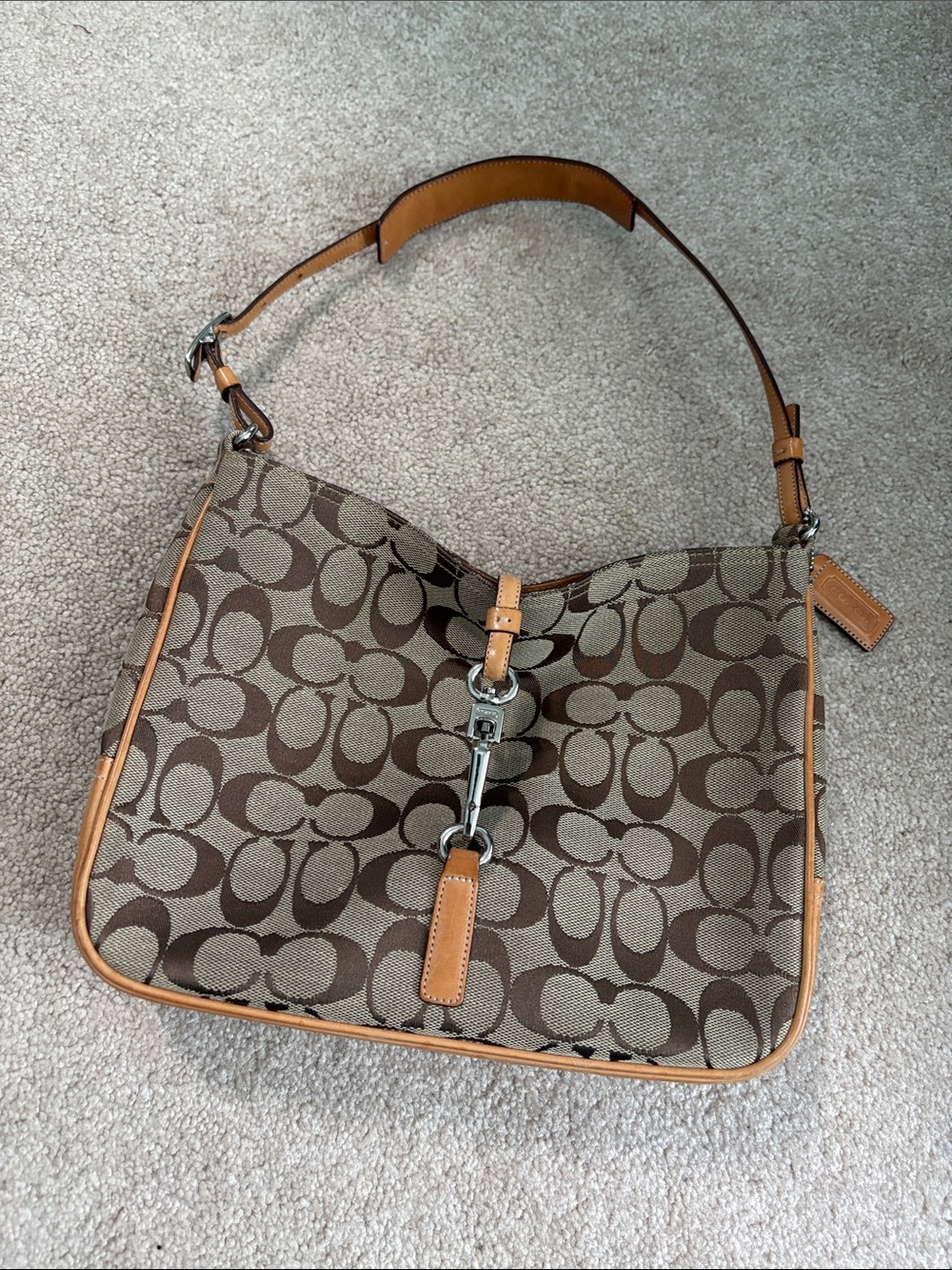 Y2K Coach Signature Demi Shoulder Bag in Brown/Tan